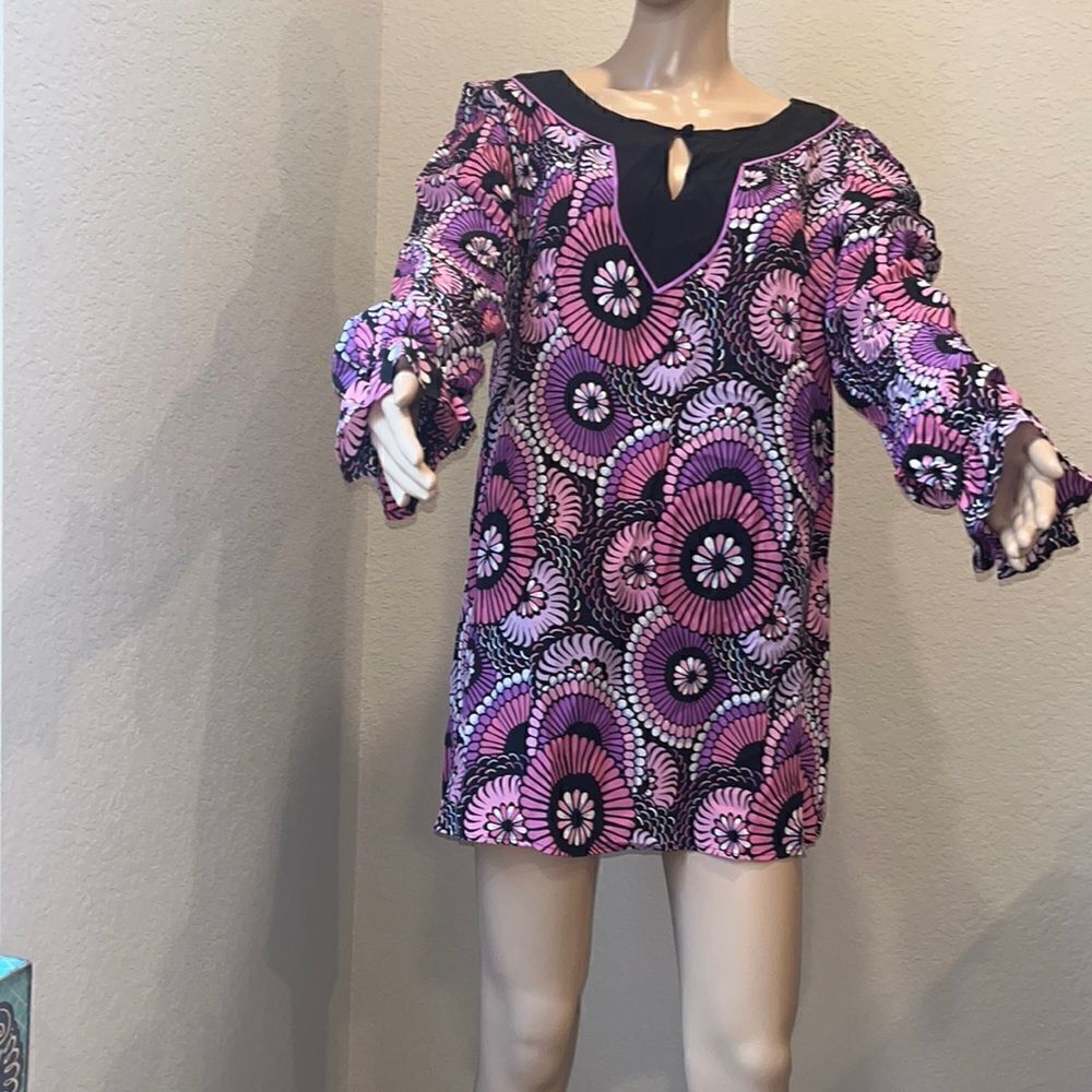 Vintage Bob Mackie Wearable Art tunic , 100% silk.